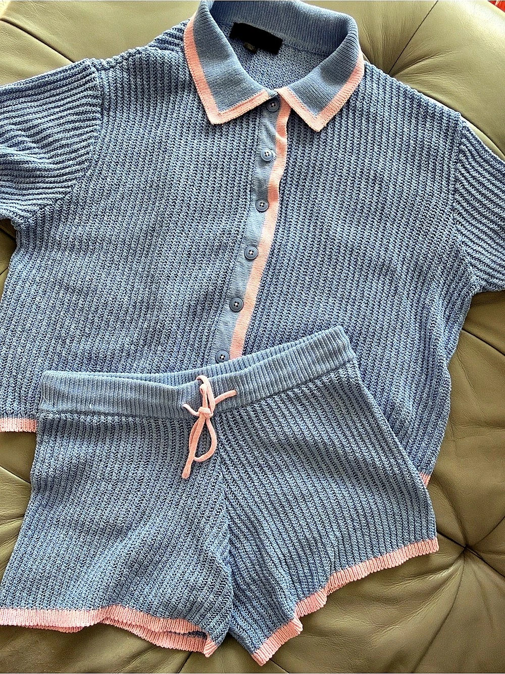 Zara Girls Size s Blue & Pink Knit Set Like New